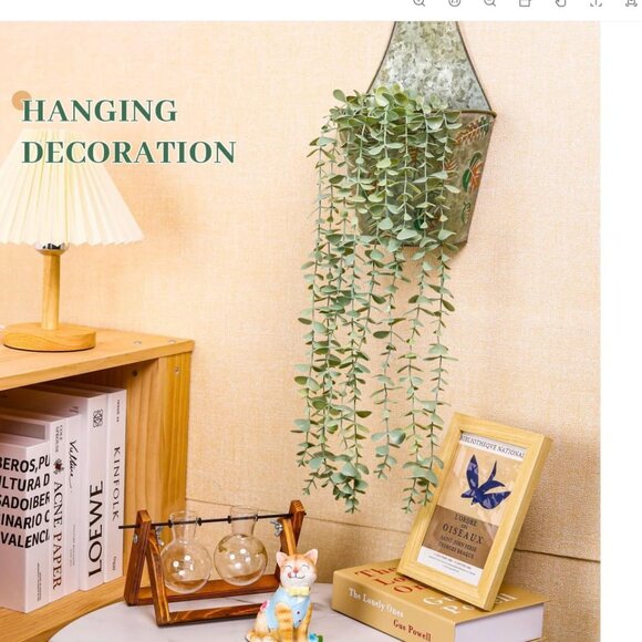 1Pcs Fake Plants Hanging Artificial Potted Faux Eucalyptus Plants for Vintage Bo - Picture 4 of 7